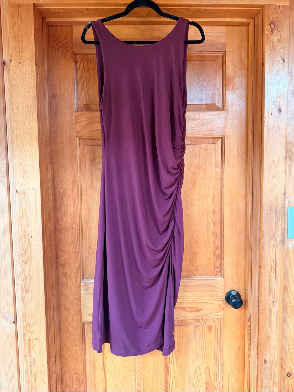 Banana Republic Plum Sleeveless Ruched Midi Dress